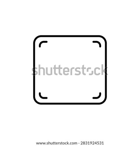 Minimalist square frame icon with rounded corners and corner markers for UI design.