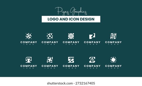 Colección de icono de logotipo geométrico cuadrado minimalista