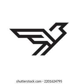 minimalist square line bird flying logo vector