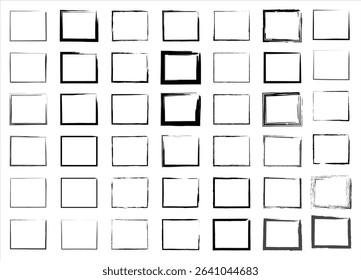 Minimalist square outline pack designed with raw, hand drawn details and subtle grunge textures, perfect for abstract or creative framing.

