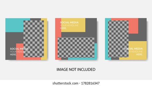 minimalist square social media post template, for banner with tri color