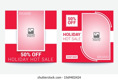 Minimalist Square Social Media sale Banner Template for Christmas and Holiday, Offer and Discount Tag. Clean abstract design for social media, ads, promo posters for Fashion Business. 