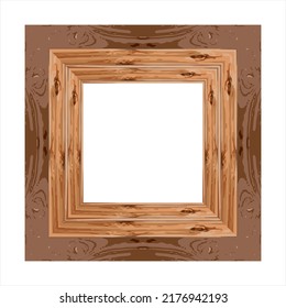 Minimalist square wooden frame. Vector