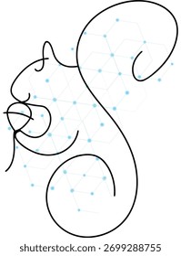 Minimalist squirrel design with geometric overlay representing network connection or technological advancement concept ideal for innovation or digital transformation themed projects and presentations