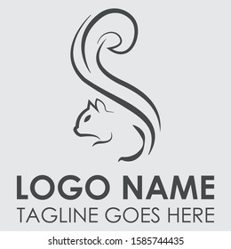 minimalist Squirrel icon logo template vector illustration