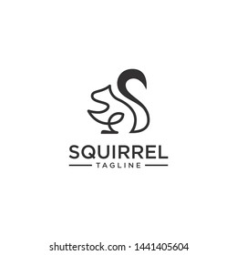 Minimalist Squirrel logo design vector