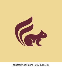 minimalist squirrel with the tail letter F logo design