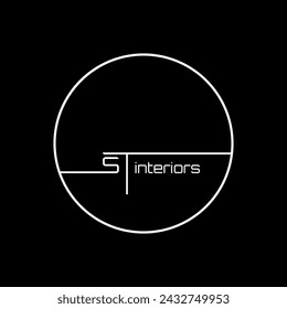 minimalist ST interior design logo with circle