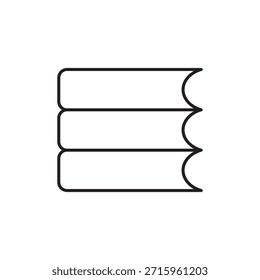 Minimalist stack of books line icon representing a collection of knowledge. Clean outline vector design perfect for library apps, university websites, and academic presentations.