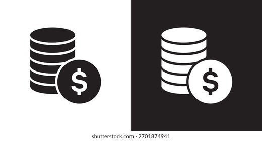 Pilha minimalista de moedas com símbolo de dólar - Design plano Ícone de economia financeira