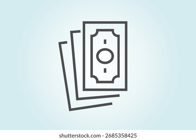 Minimalistischer Stapel von Papierwährungsrechnungen - Schwarzes Umrisssymbol für Geld, Finanzen und Transaktionen