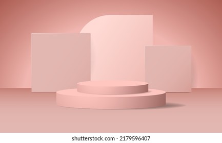 Minimalist stage product background on pastel color and geometry 3d shape make nice space for stand product background. advertising preview. vector background. banner design. landing page for product.