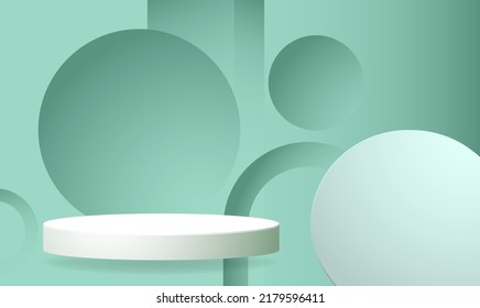 Minimalist stage product background on pastel color and geometry 3d shape make nice space for stand product background. advertising preview. vector background. banner design. landing page for product.