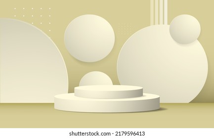 Minimalist stage product background on pastel color and geometry 3d shape make nice space for stand product background. advertising preview. vector background. banner design. landing page for product.