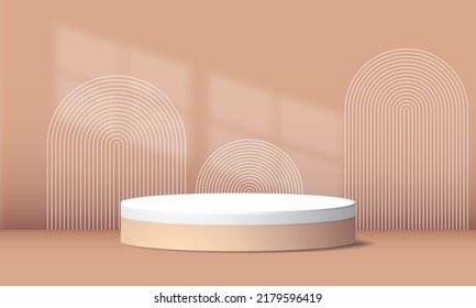 Minimalist stage product background on pastel color and geometry 3d shape make nice space for stand product background. advertising preview. vector background. banner design. landing page for product.