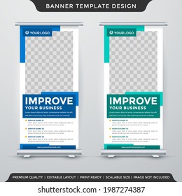 minimalist stand banner template design with abstract and modern style