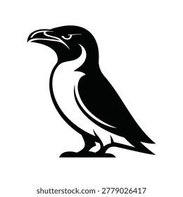 Minimalist Standing Eagle Raven Bird Profile Silhouette Logo