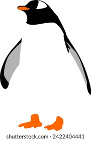 Minimalist standing Gentoo penguin illustration