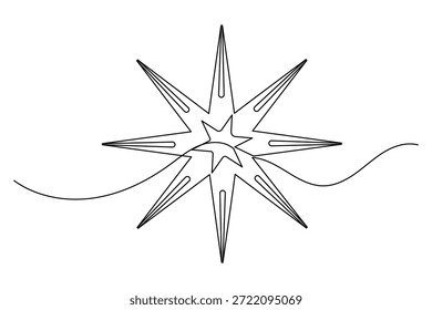 Minimalist star icon continuous single line drawing isolated outline style