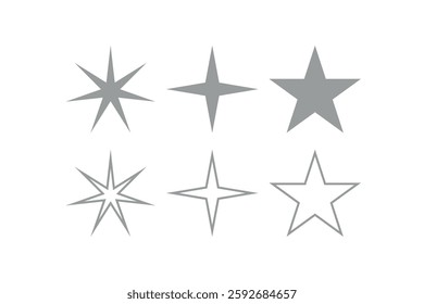 Minimalist Star Icon Set – Sparkle, Shine, and Rating Symbols for UI, Web, and Graphic Design