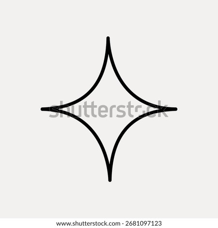 Minimalist star icon, simple star design, black star outline on white background. Star shape, clean lines, geometric shape. Perfect for logos, icons, or decorations illustration vector.