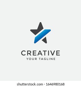 minimalist star logo design abstract template