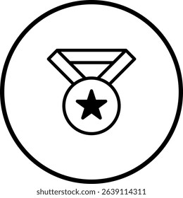 Minimalist Star Medal Icon with Ribbon in Circular Frame for Achievement Recognition