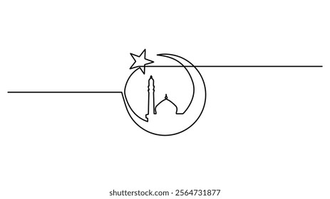 Minimalist  star shape continuous one line drawing vector illustration