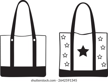 Minimalist Star Tote Bag Icon Set 
