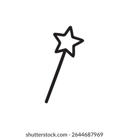 Minimalist star wand illustration. Perfect for design projects needing a touch of magic, simplicity, and elegance. Great for kids, fantasy, and party themes