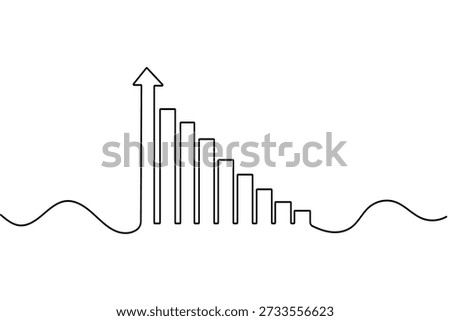 Minimalist startup growth chart continuous one line drawing for professional branding design