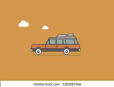 Minimalist Station Wagon Flat Vector Illustration.