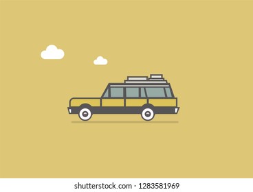 Minimalist station wagon flat vector illustration.