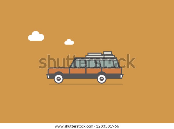 Minimalist\
station wagon flat vector\
illustration.