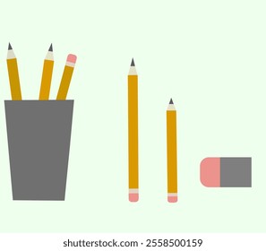 Minimalist Stationery Illustration – Pencils and Eraser