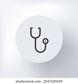 The minimalist statoscope icon is a classic medical instrument with simple lines in a circle on a light gray background.