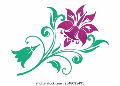 A minimalist stencil design of a bellflower swaying gracefully in the breeze, ideal for use in craft projects, wall art, logo design, nature-themed prints, and digital artwork.