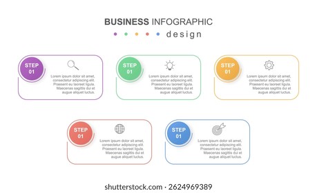 Minimalist step by step infographic with five options