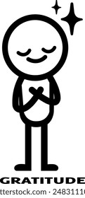 Minimalist stick man, gratitude state of mind, representing emotions