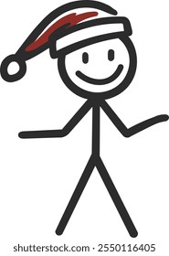 Minimalist stick man with a Santa hat