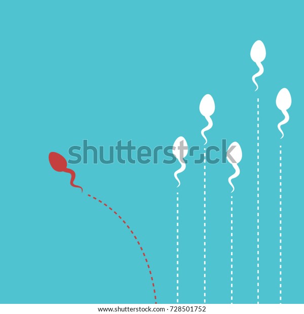 Minimalistisch Fixierte Rote Spermienzellen Wechseln Richtung Stock Vektorgrafik Lizenzfrei