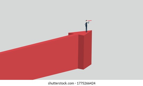 Minimalist stile. vector business finance. Successful vision concept with  icon of businessman and telescope, Symbol leadership, strategy, mission, objectives.