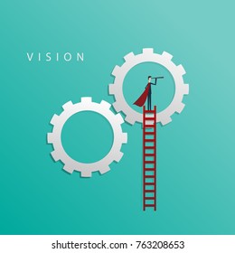 Minimalist stile. vector business finance. Successful vision concept with  icon of businessman and telescope, Symbol leadership, strategy, mission, objectives.