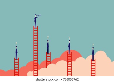 Minimalist stile. vector business finance. Successful vision concept with icon of businessman and telescope, Symbol leadership, strategy, mission, objectives.