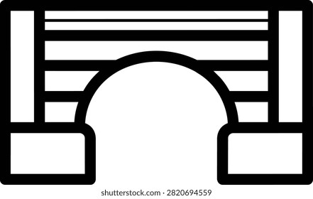 Minimalist Stone Arch Bridge Vector Icon