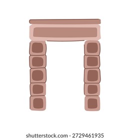 Minimalist stone gate structure illustration featuring two vertical pillars supporting a horizontal lintel, representing an entrance, portal, or ancient monument