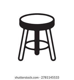 Minimalist stool featuring circular seat and curved metal legs. Isolated object.