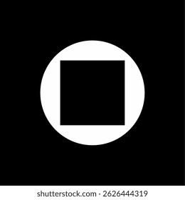 Minimalist Stop Button Icon in Black and White
