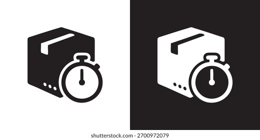 Cronômetro Minimalista e Ícone de Caixa para Tempo de Entrega ou Processamento