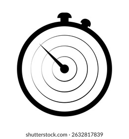 Minimalist Stopwatch with Concentric Circles Vector Illustration. Circular stopwatch and several evenly spaced concentric circles inside the dial.